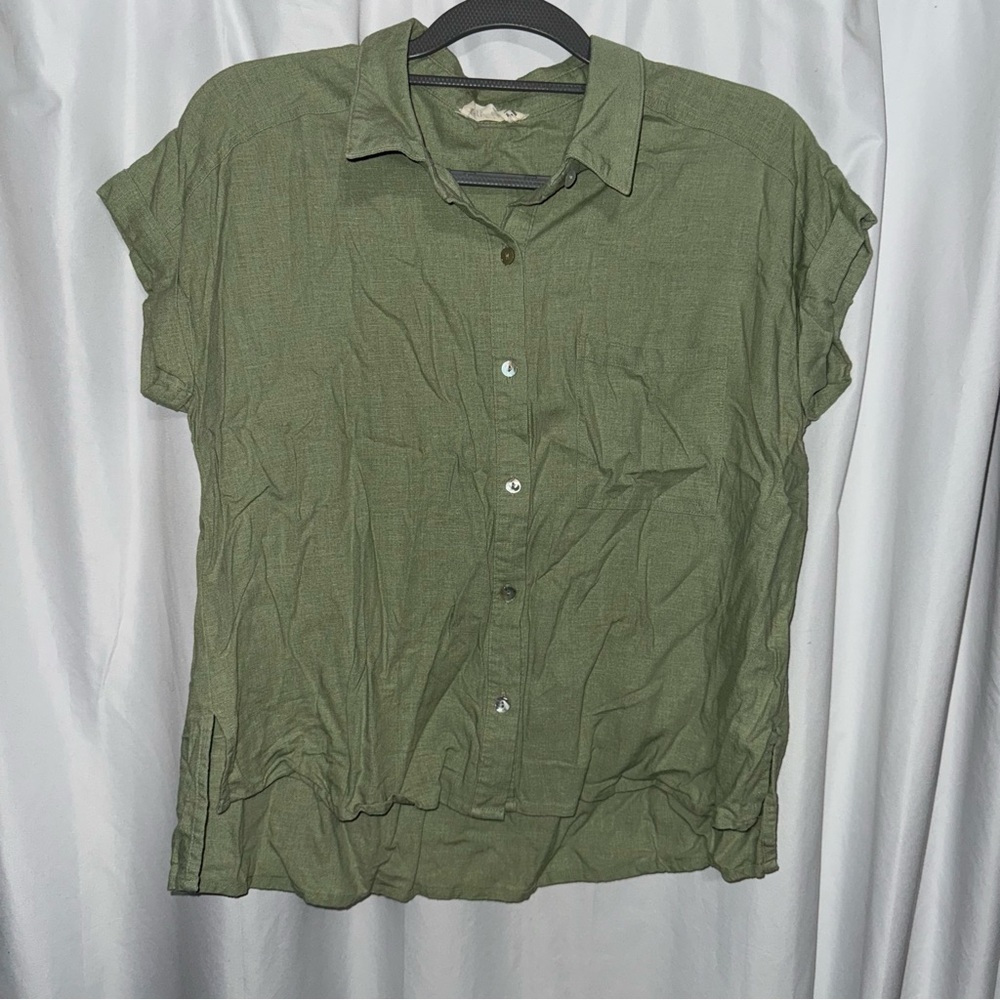 Olive Green Button Down Shirt for Women